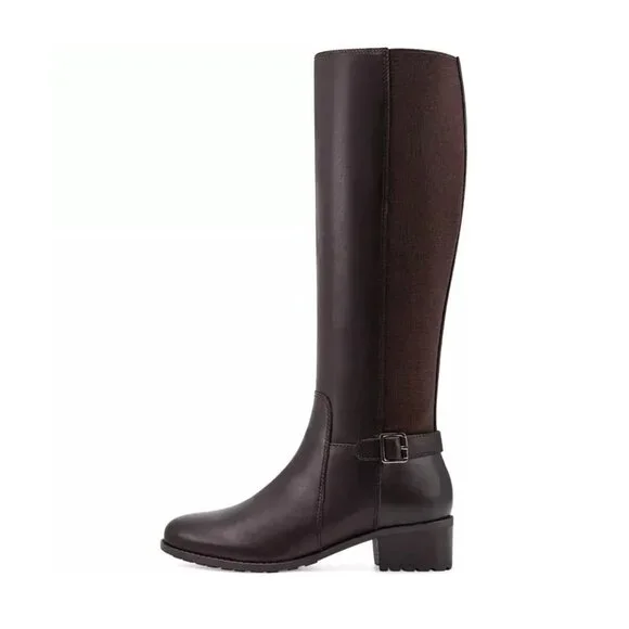 Dark Brown Leather Knee High Riding Boots Easy Spirit Chaza Size 9 Wide - Picture 5 of 10